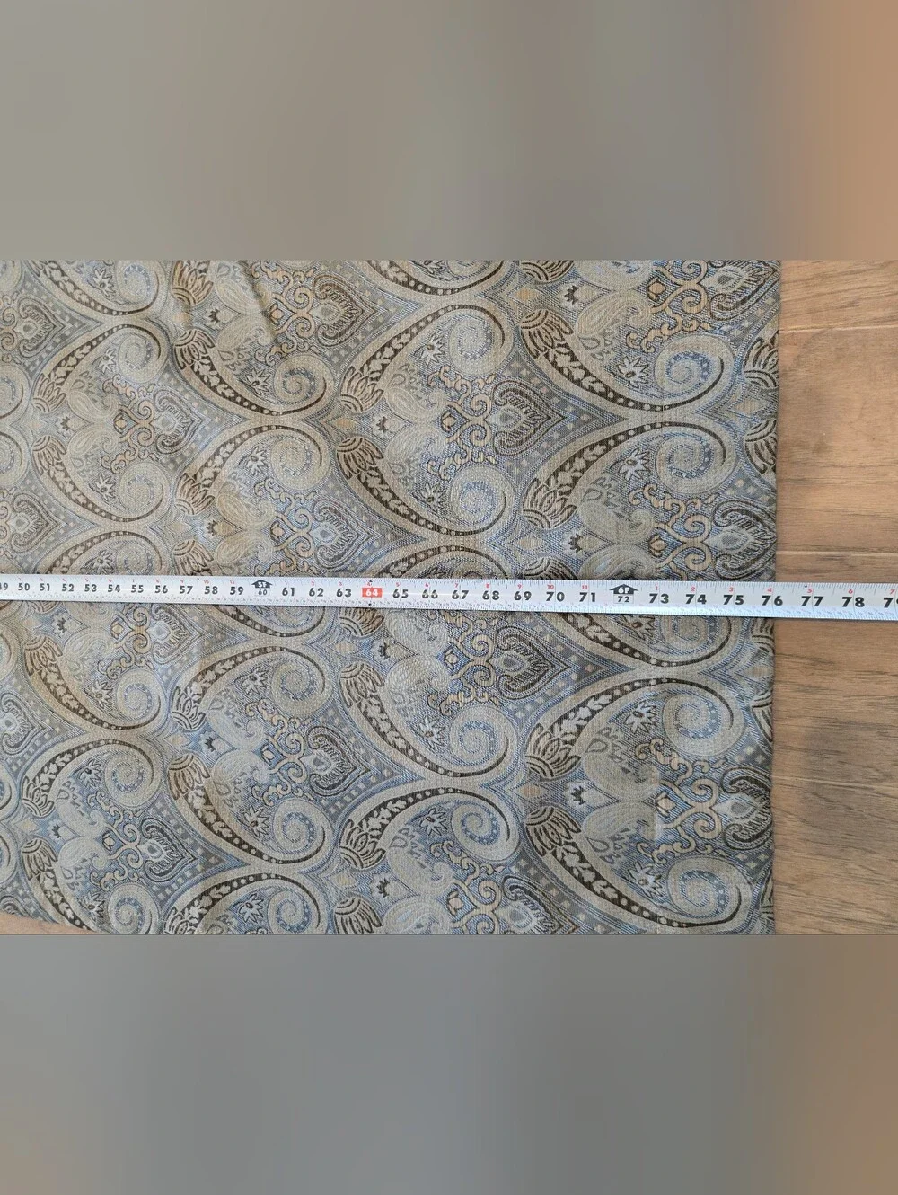 Elegant Paisley Fabric Panel Set Of 2, Blue and Gold Curtains 76x50 Insulated
